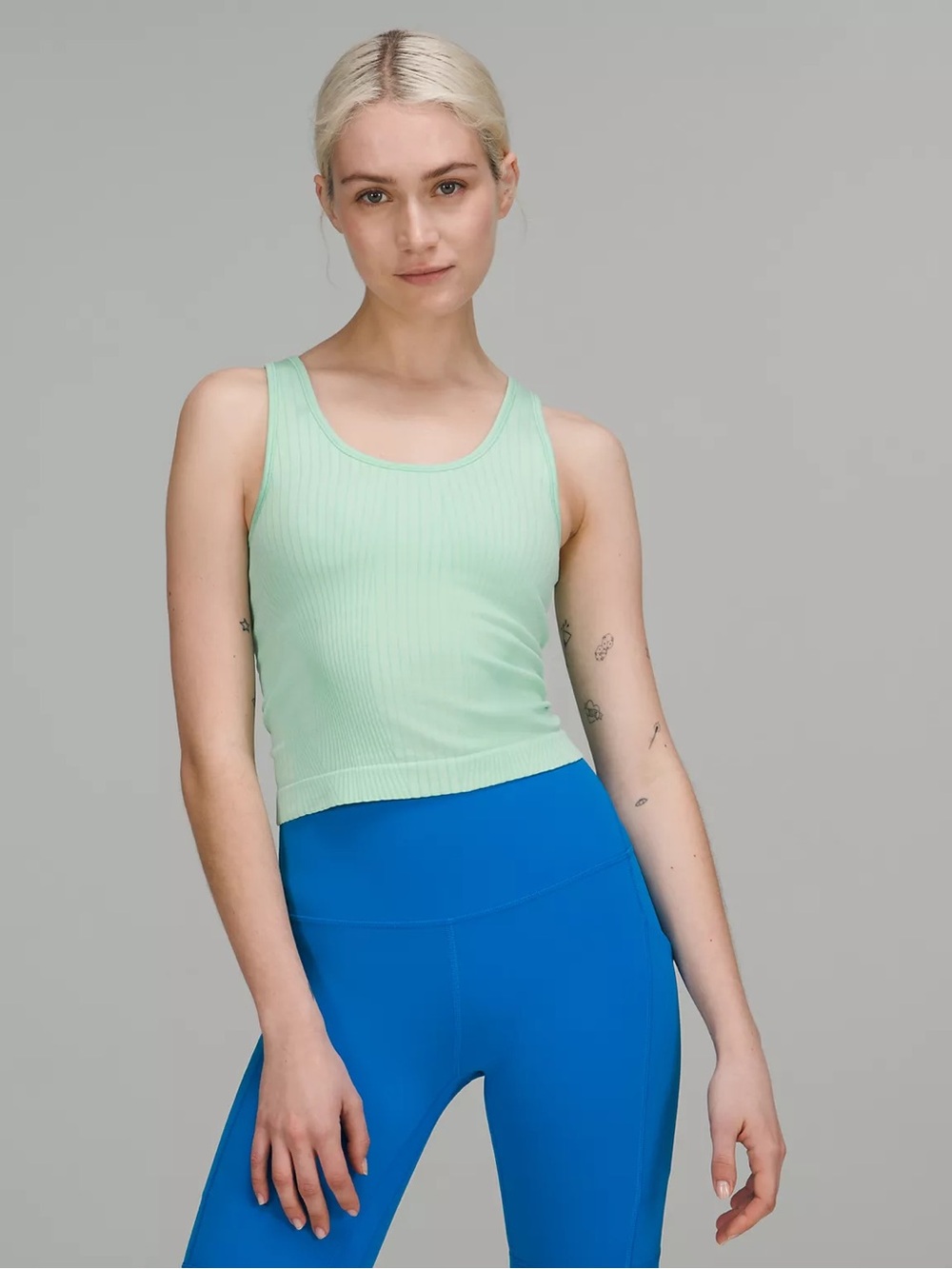 Lululemon Ebb to Street Cropped Racerback Tank Top - Wild Mint, Size 8